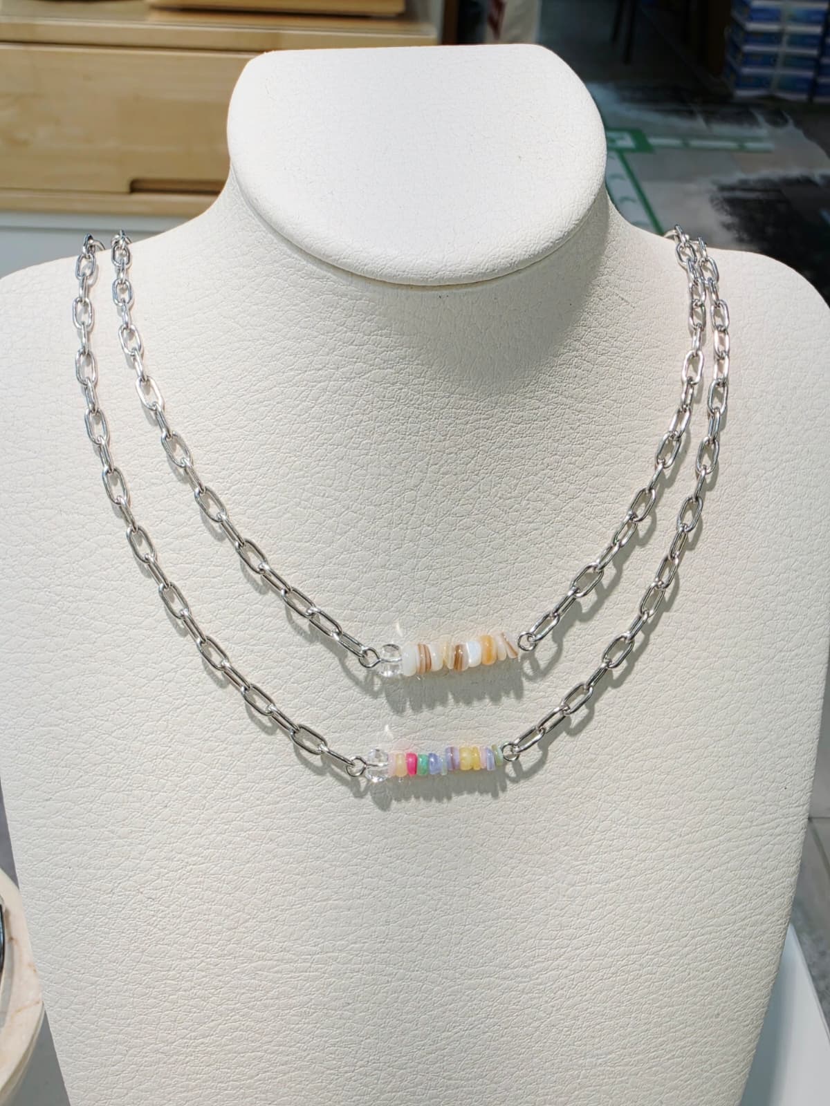 Mother-of-pearl surgical steel necklace - 이미지 10