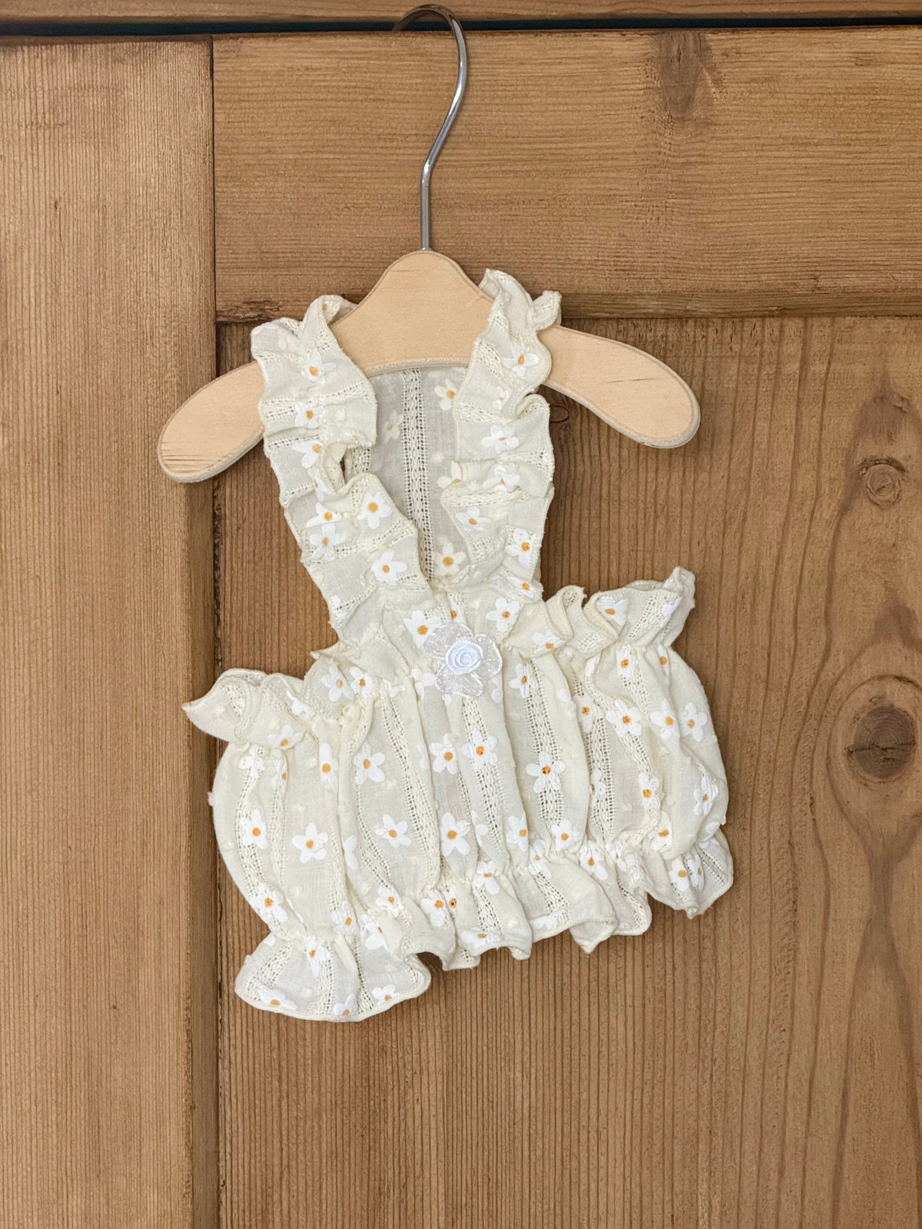 Cream Flower Frill Scrunchie Set / S-2XL - 이미지 4