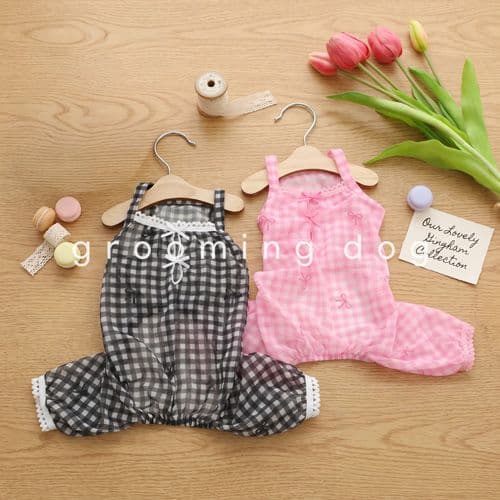 Mesh Checkered Ribbon All-in-One S-XL, 2 colors - 이미지 4