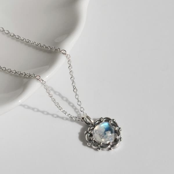 925 Moonstone Heart Silver Necklace_YN510 - 이미지 2