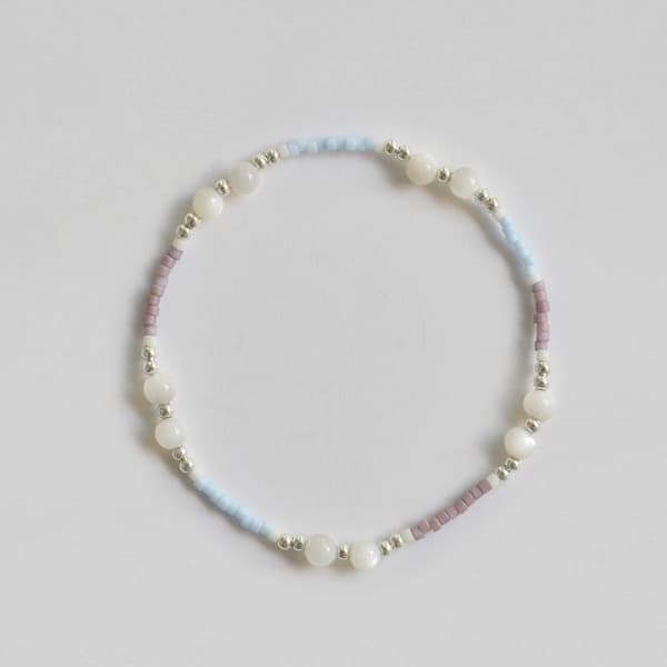 925 Mother-of-Pearl Bead Silver Bracelet_YW043 - 이미지 3
