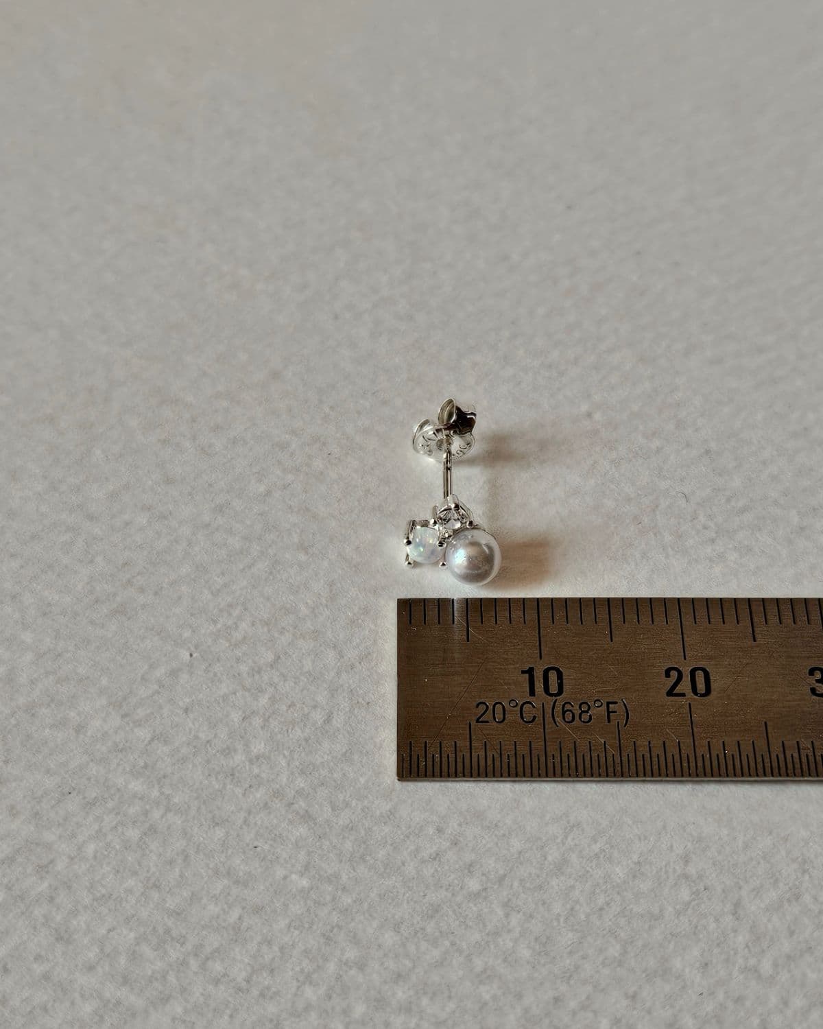 E Silver 925 Square Cubic Opal Pearl Earrings - 이미지 4