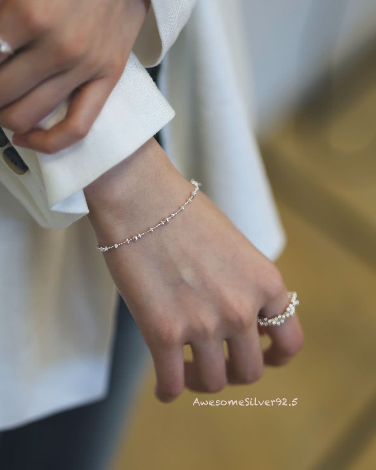 B Silver 925 Cut Ball Flower Bracelet - 이미지 1