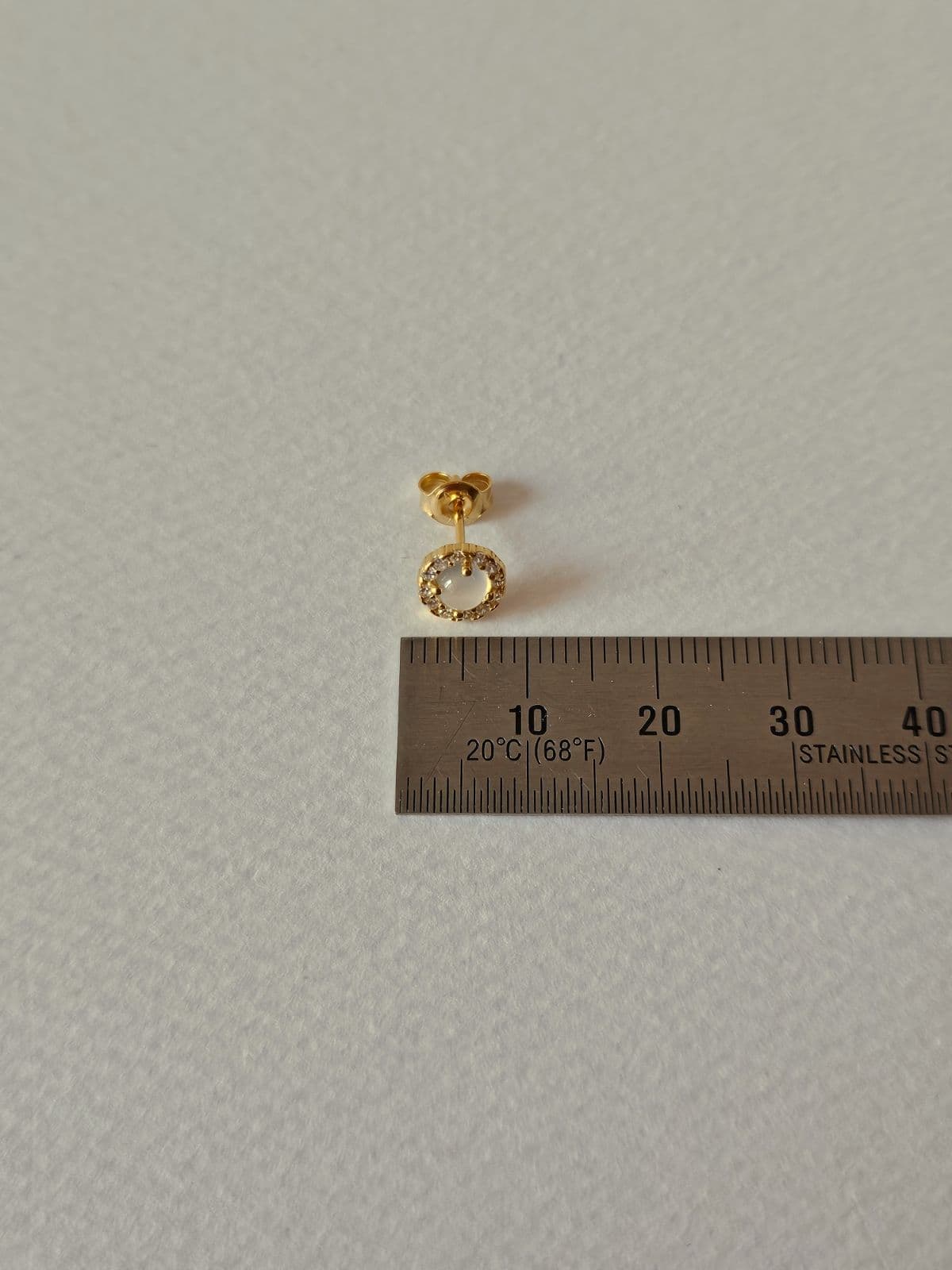 E Silver 925 Round Cubic Moonstone Earrings - 이미지 4