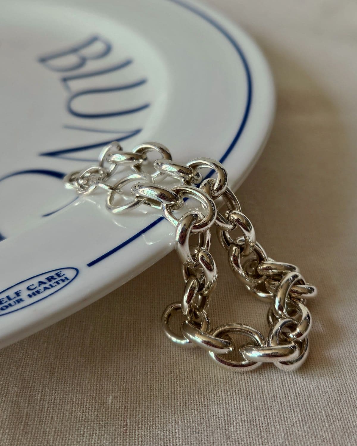 B Silver 925 Bold Round Chain Bracelet - 이미지 5