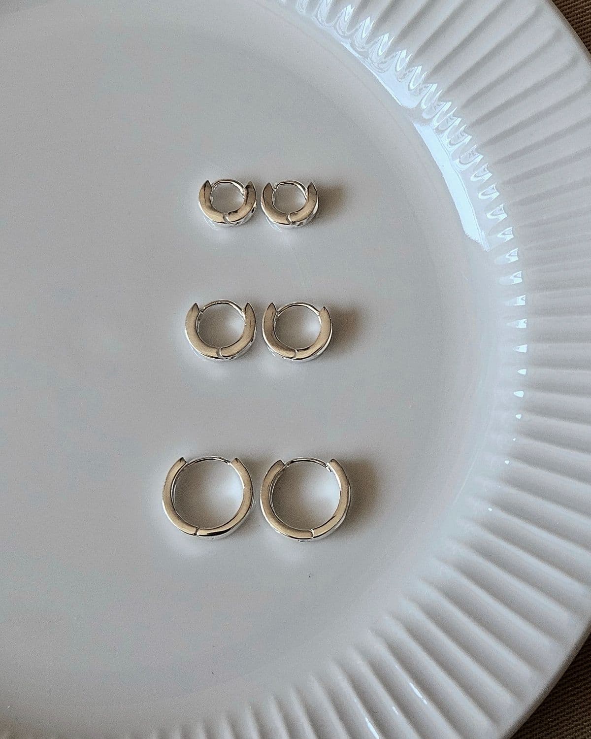 E Silver 925 8mm 10mm 12mm Ring Home Daily One-Touch Earrings - 이미지 2