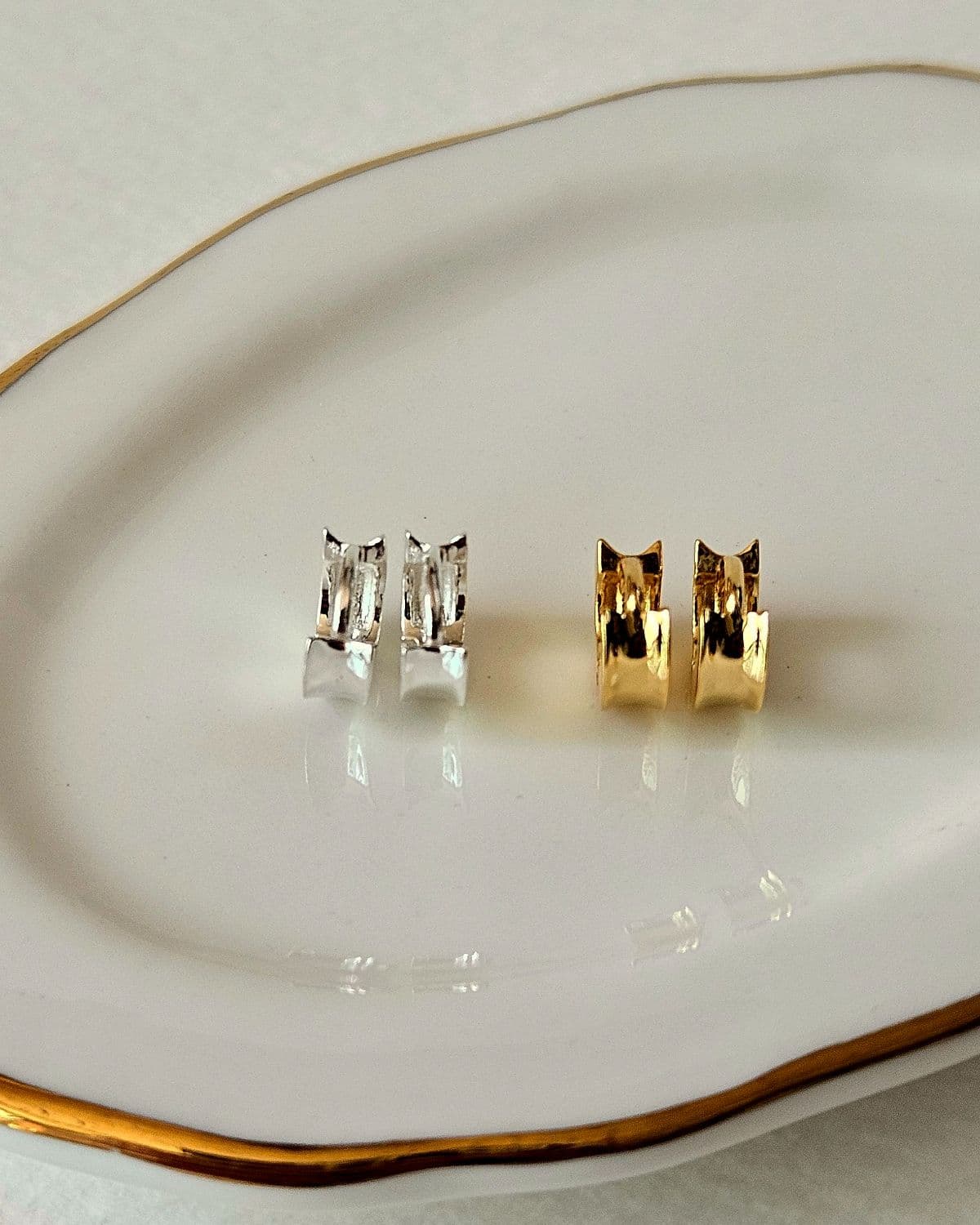 E Silver 925 8mm 10mm 12mm Ring Home Daily One-Touch Earrings - 이미지 1