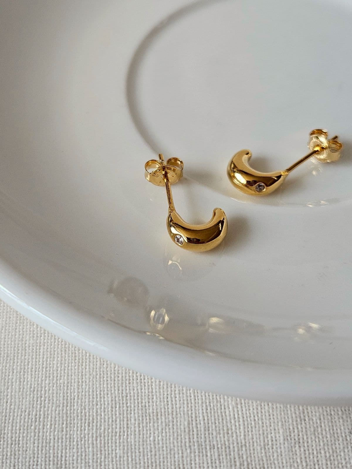 E Silver 925 Simple Crescent Cubic Earrings - 이미지 2