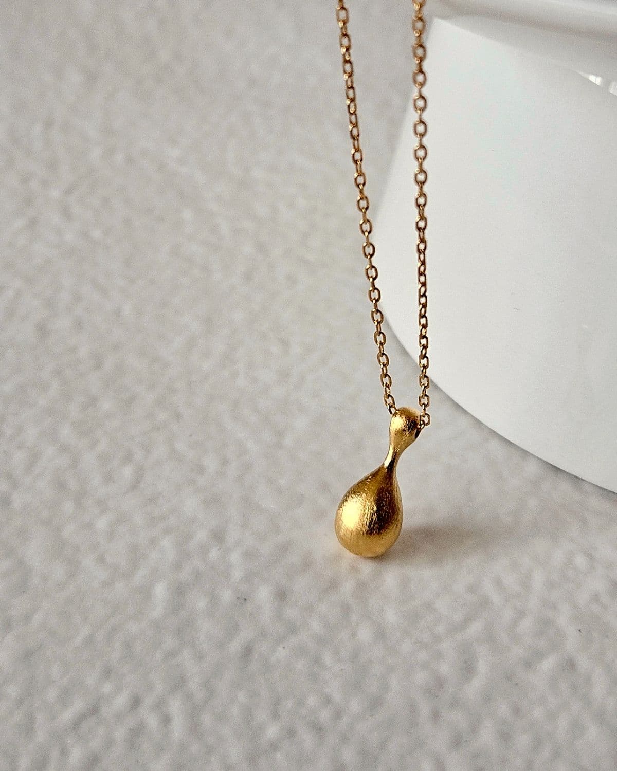 N Silver 925 Bold Matte Teardrop Drop Necklace - 이미지 5