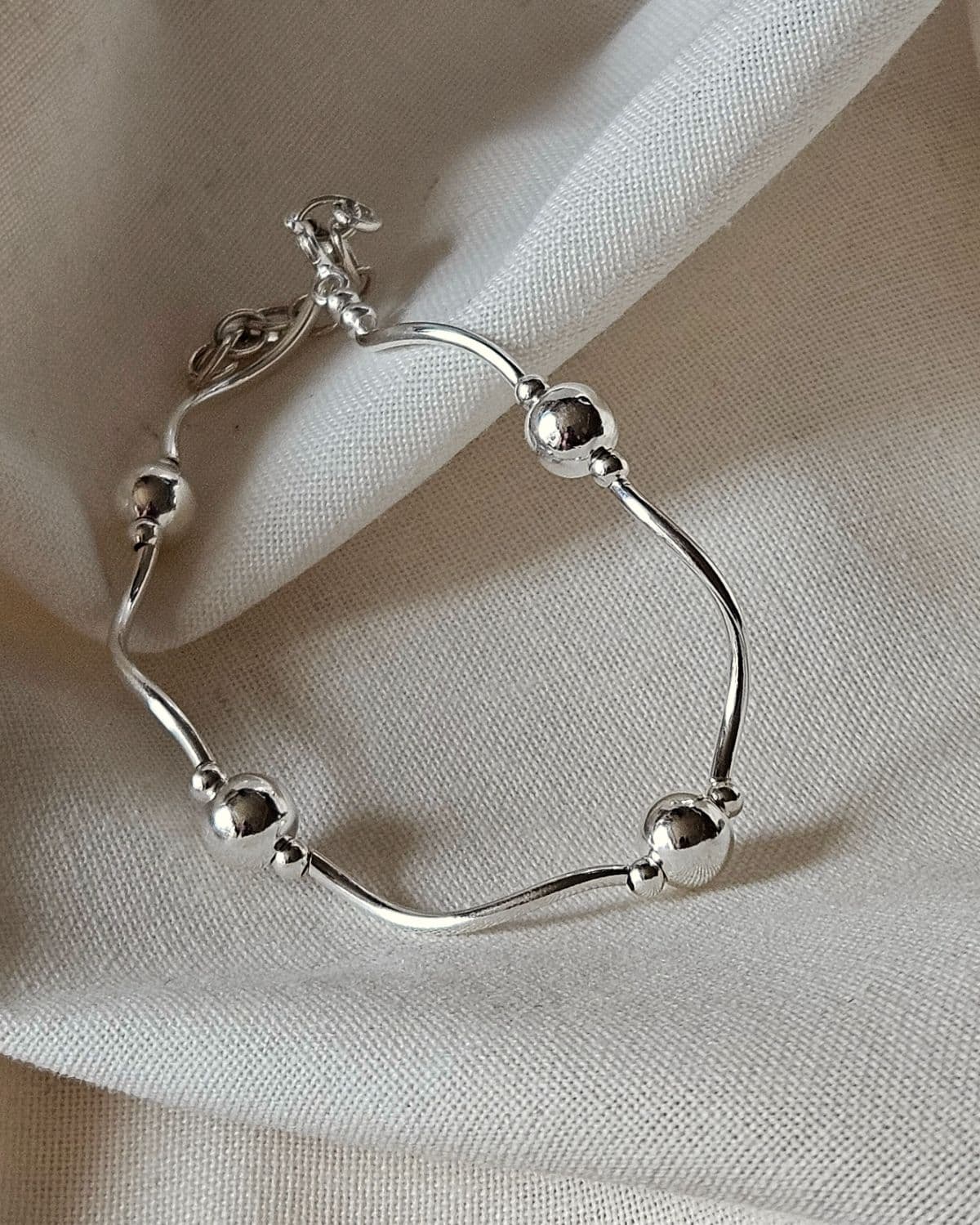 B Silver 925 Wave Ball Ball Bracelet - 이미지 2