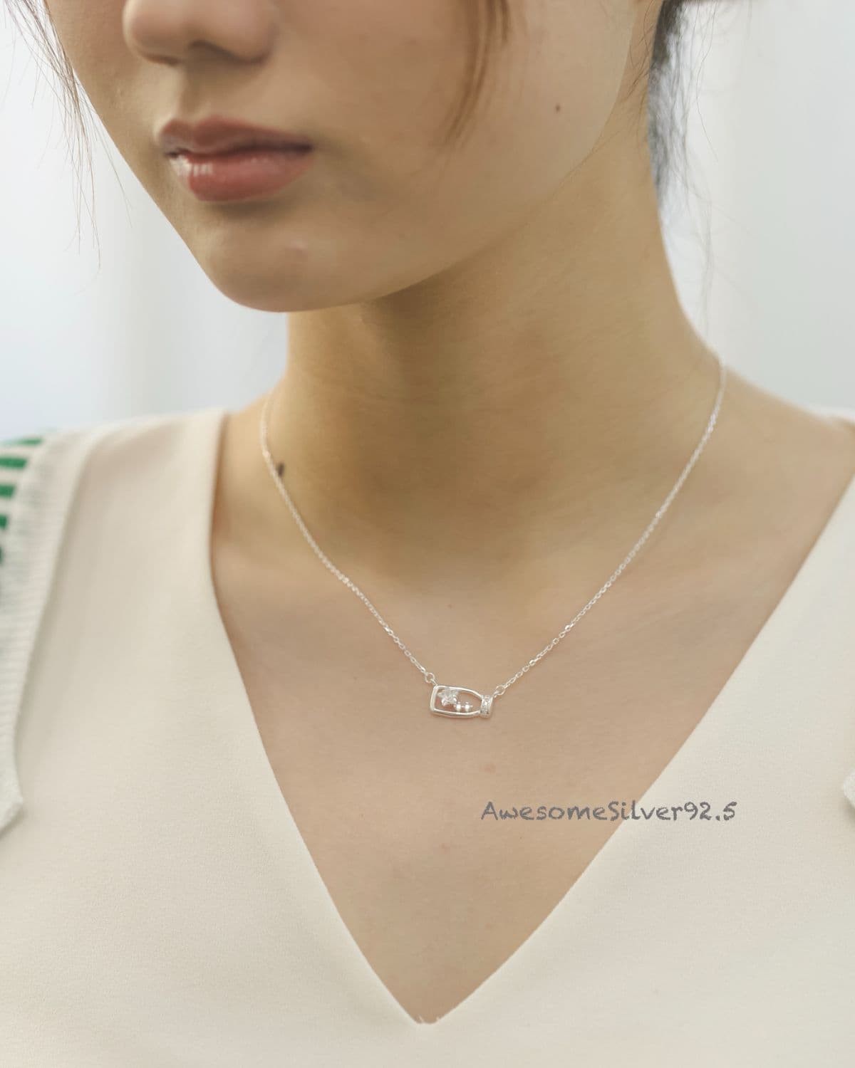 N Silver 925 Bottle Star Cubic Necklace - 이미지 1