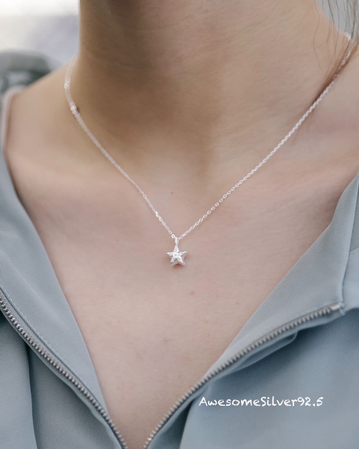 N Silver 925 Star Cubic Necklace - 이미지 1