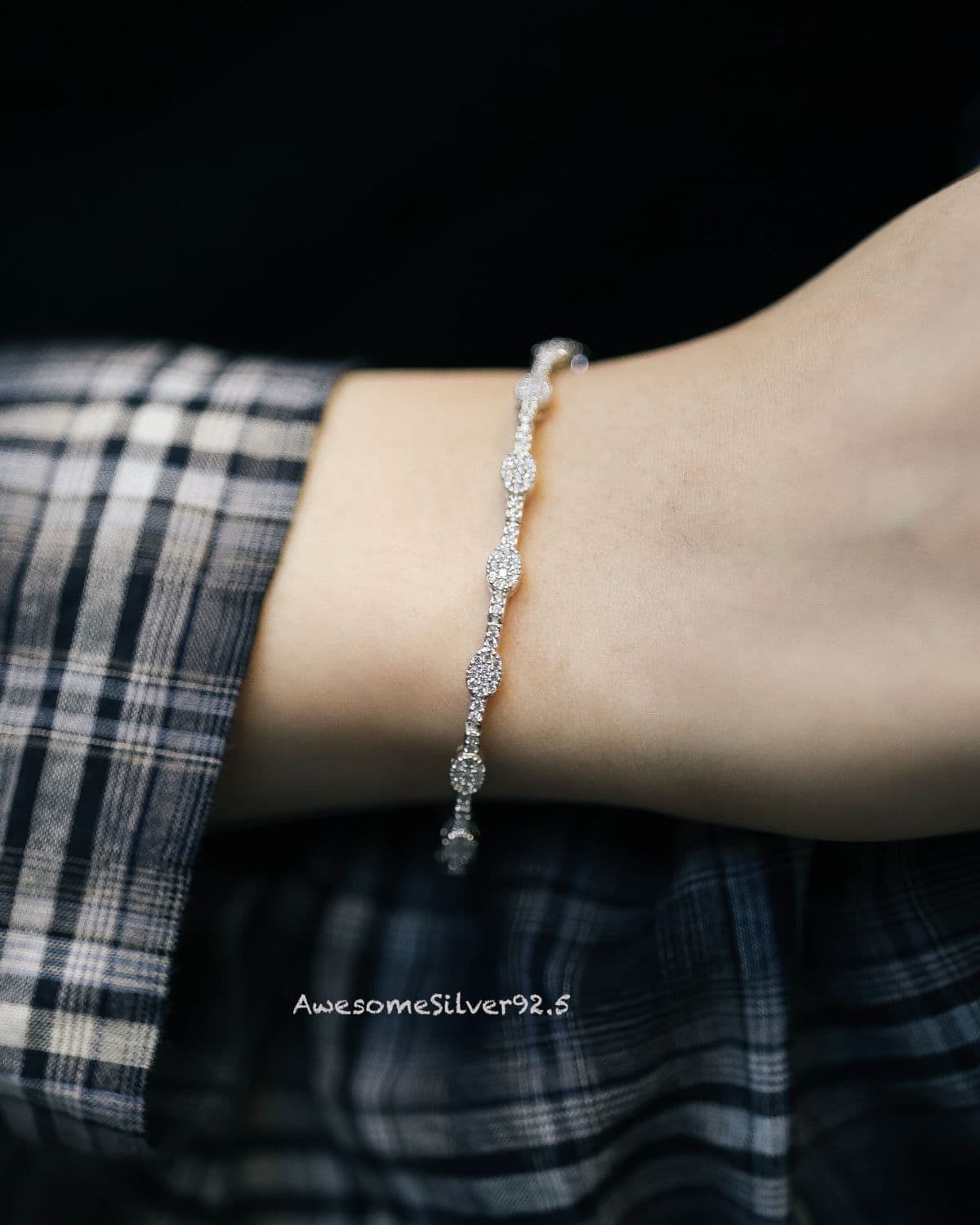 Silver 925 Double Strand Ball Chain Bracelet - 이미지 1