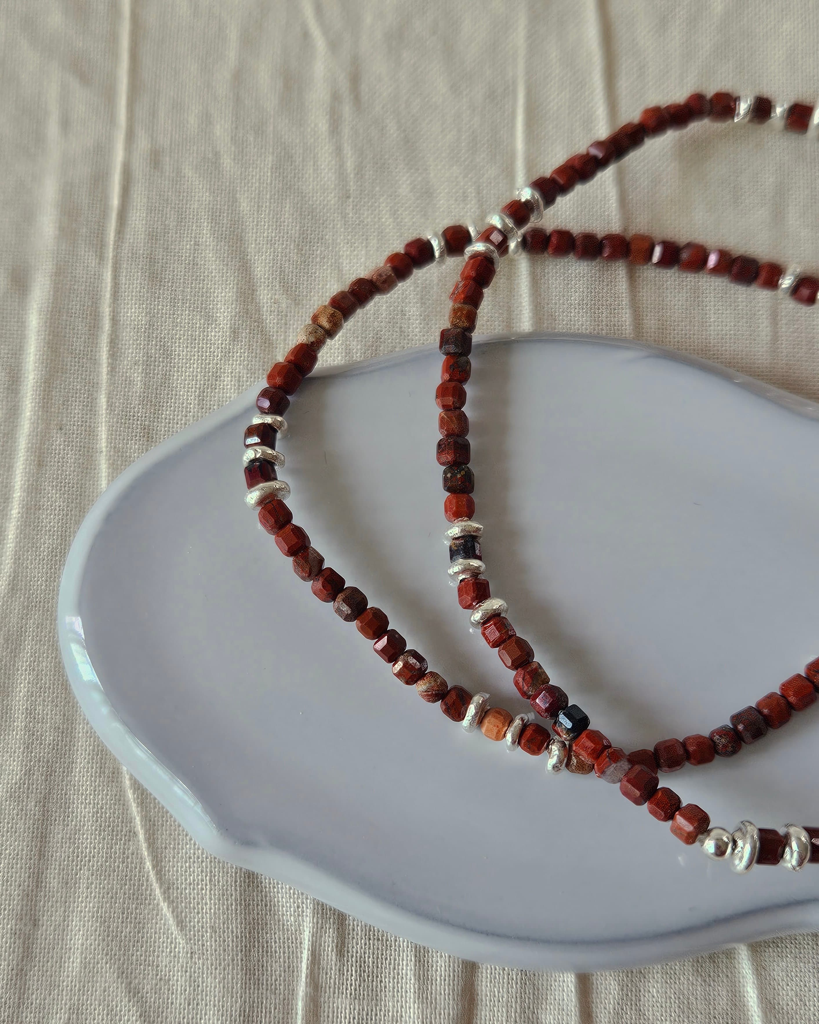 B Silver Natural Stone Jade Imperfect Handmade Men's and Women's Couple Bracelets - 이미지 5