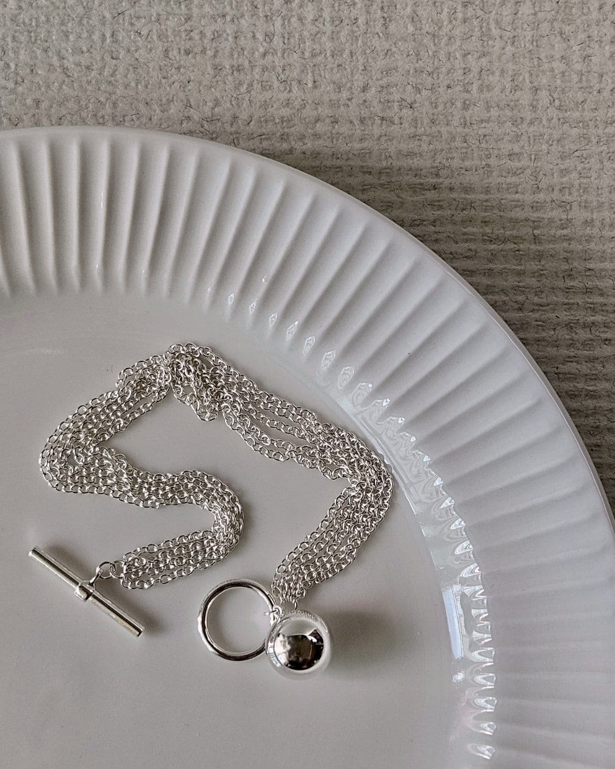 B Silver 925 10mm Ball 5-Strand Chain O T Bracelet - 이미지 5