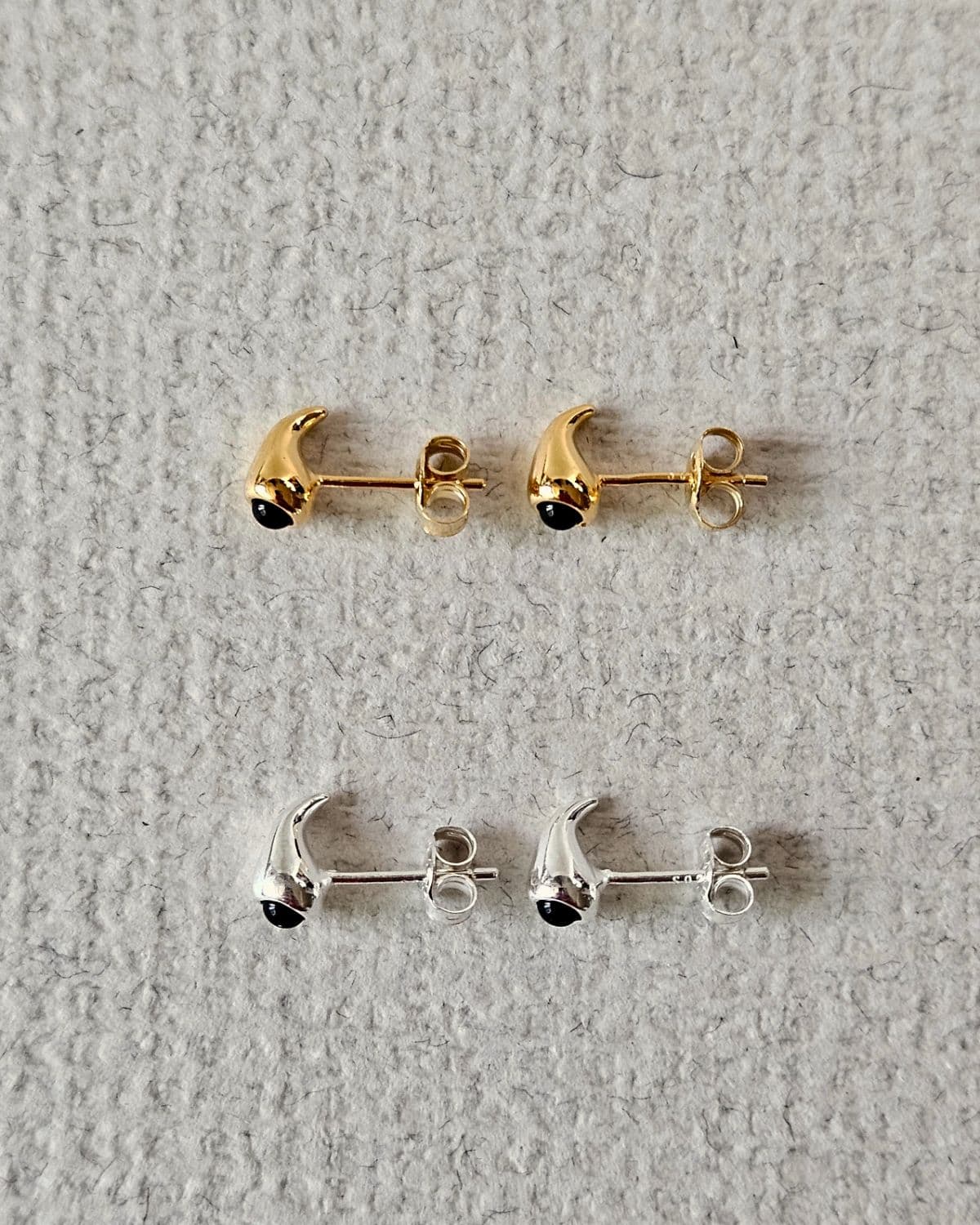 E Silver 925 Teardrop Onyx Post Earrings - 이미지 4