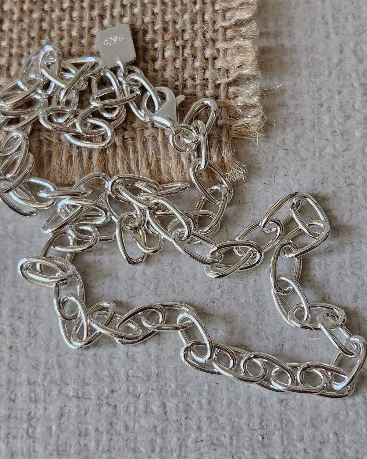 N Silver 925 Oval Clip Bold Necklace - 이미지 1