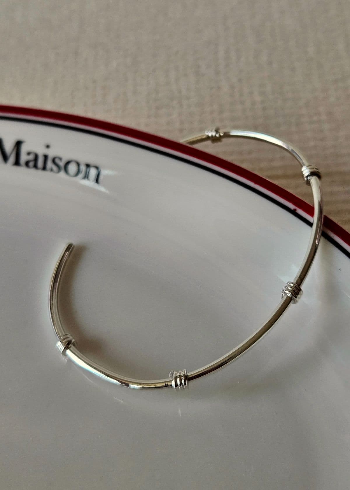 B Silver 925 Bangle 2mm Wire Bracelet - 이미지 4