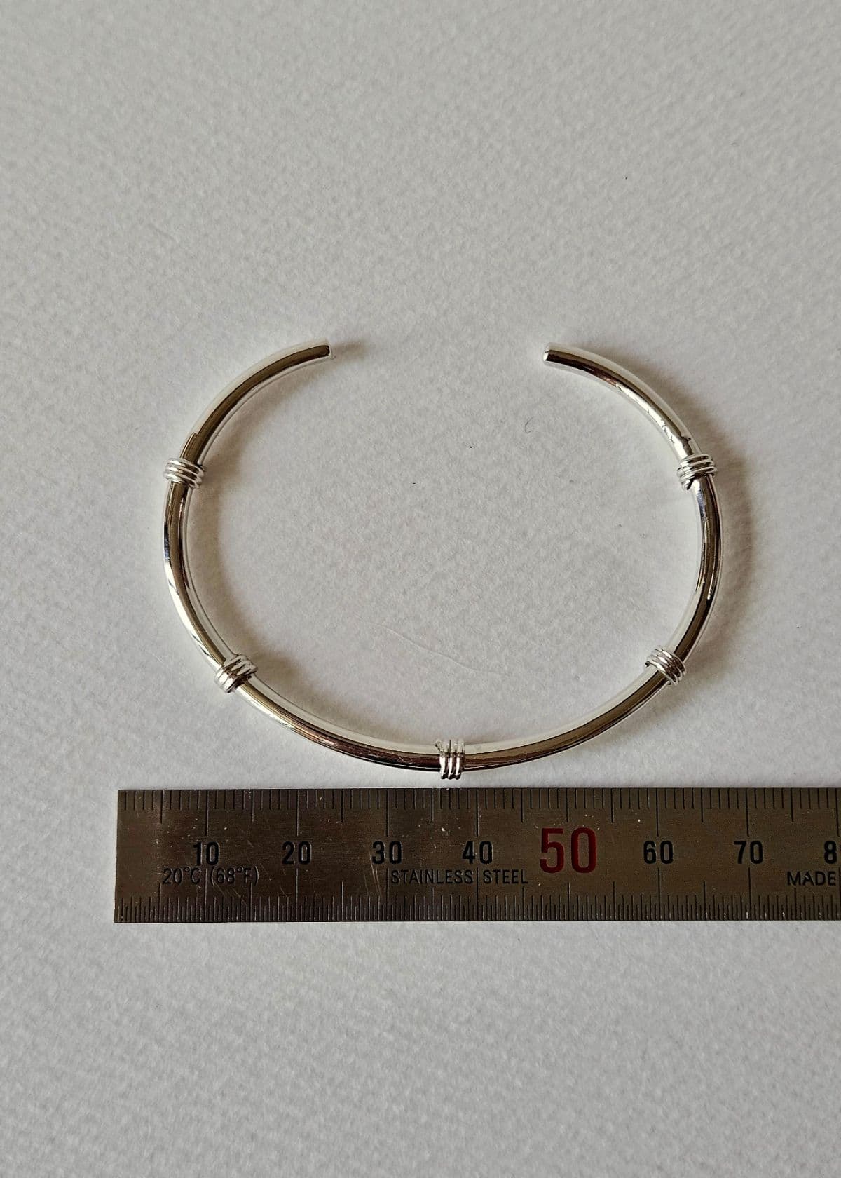 B Silver 925 Bangle 2mm Wire Bracelet - 이미지 7