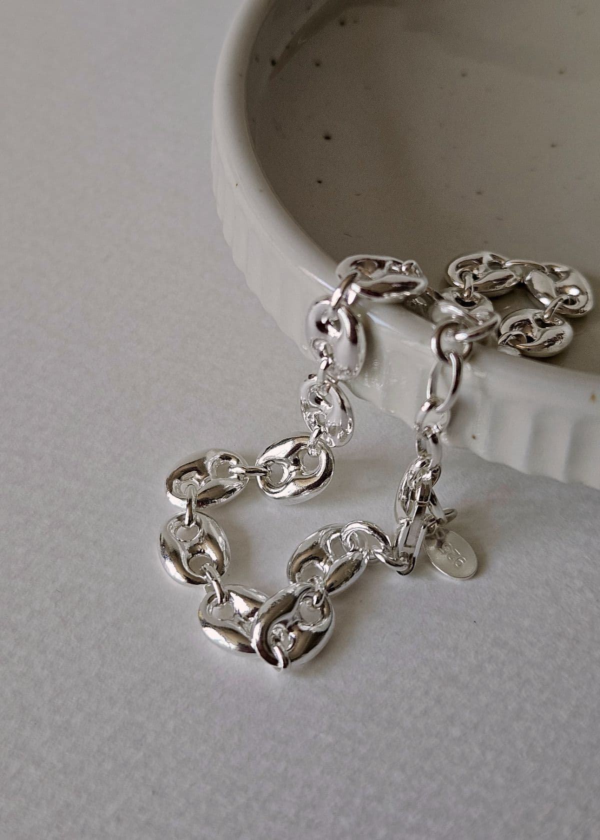 B Silver 925 Pig Nose Chain Bracelet - 이미지 2