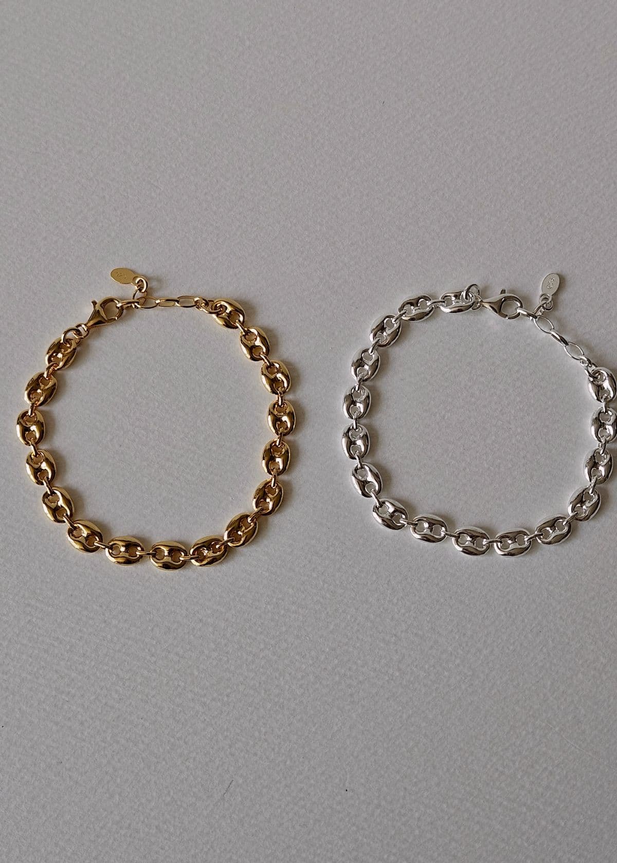 B Silver 925 Pig Nose Chain Bracelet - 이미지 4