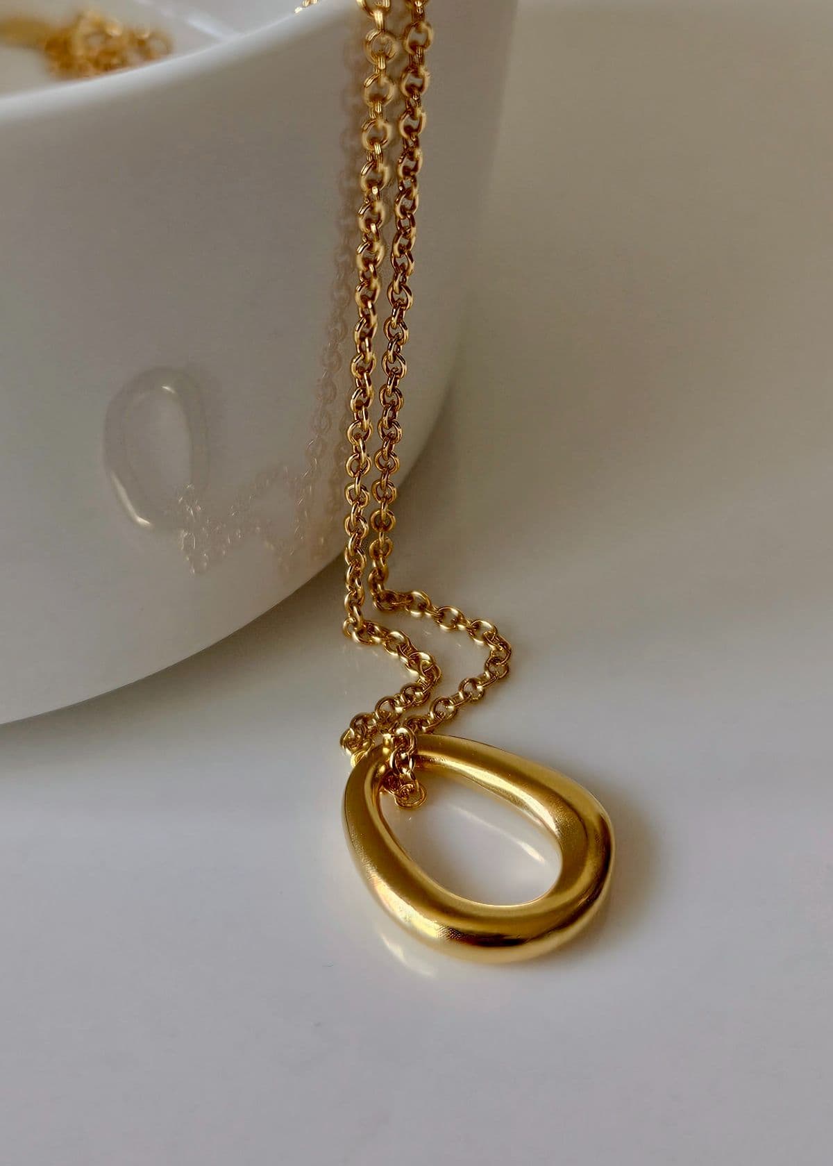 N Silver 925 Oval Matte Simple Necklace - 이미지 7
