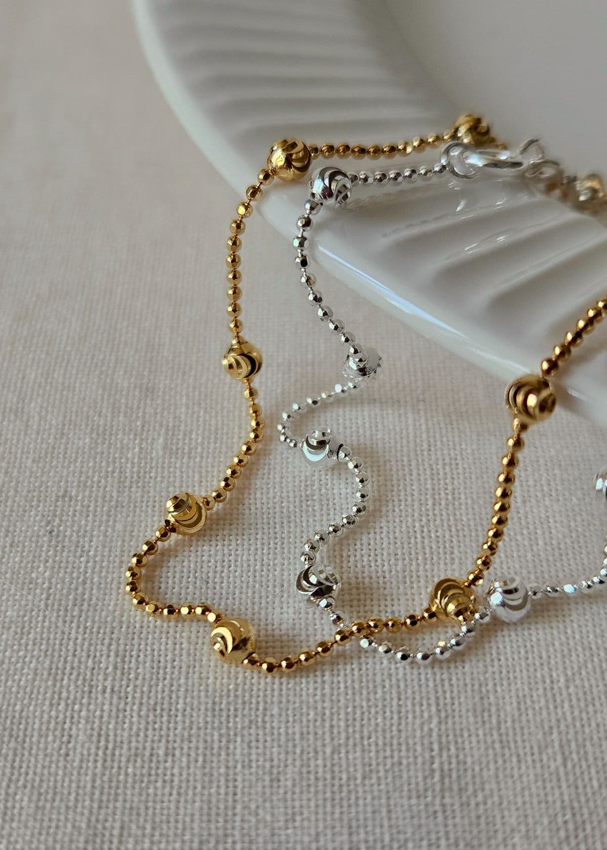 B Silver 925 Multi-layer Ball Basic Italian Chain - 이미지 3