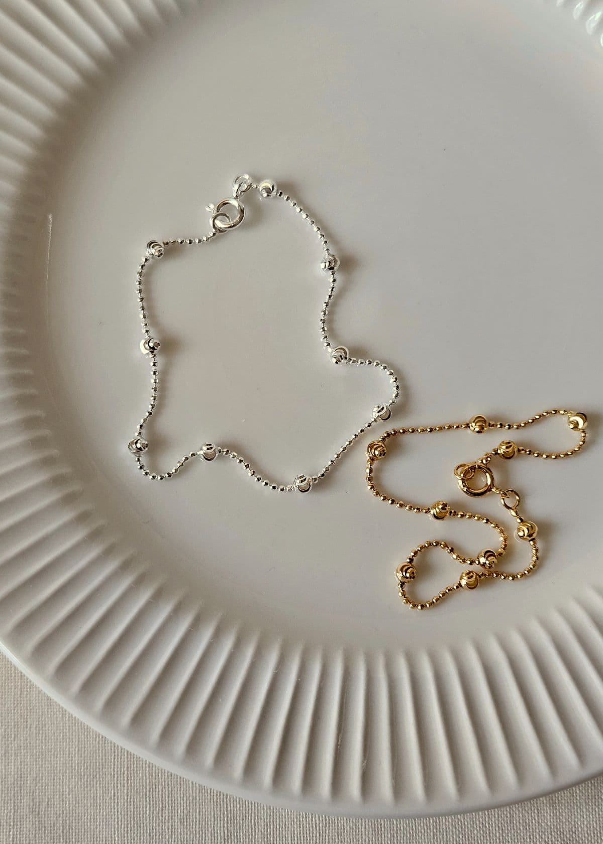 B Silver 925 Multi-layer Ball Basic Italian Chain - 이미지 4