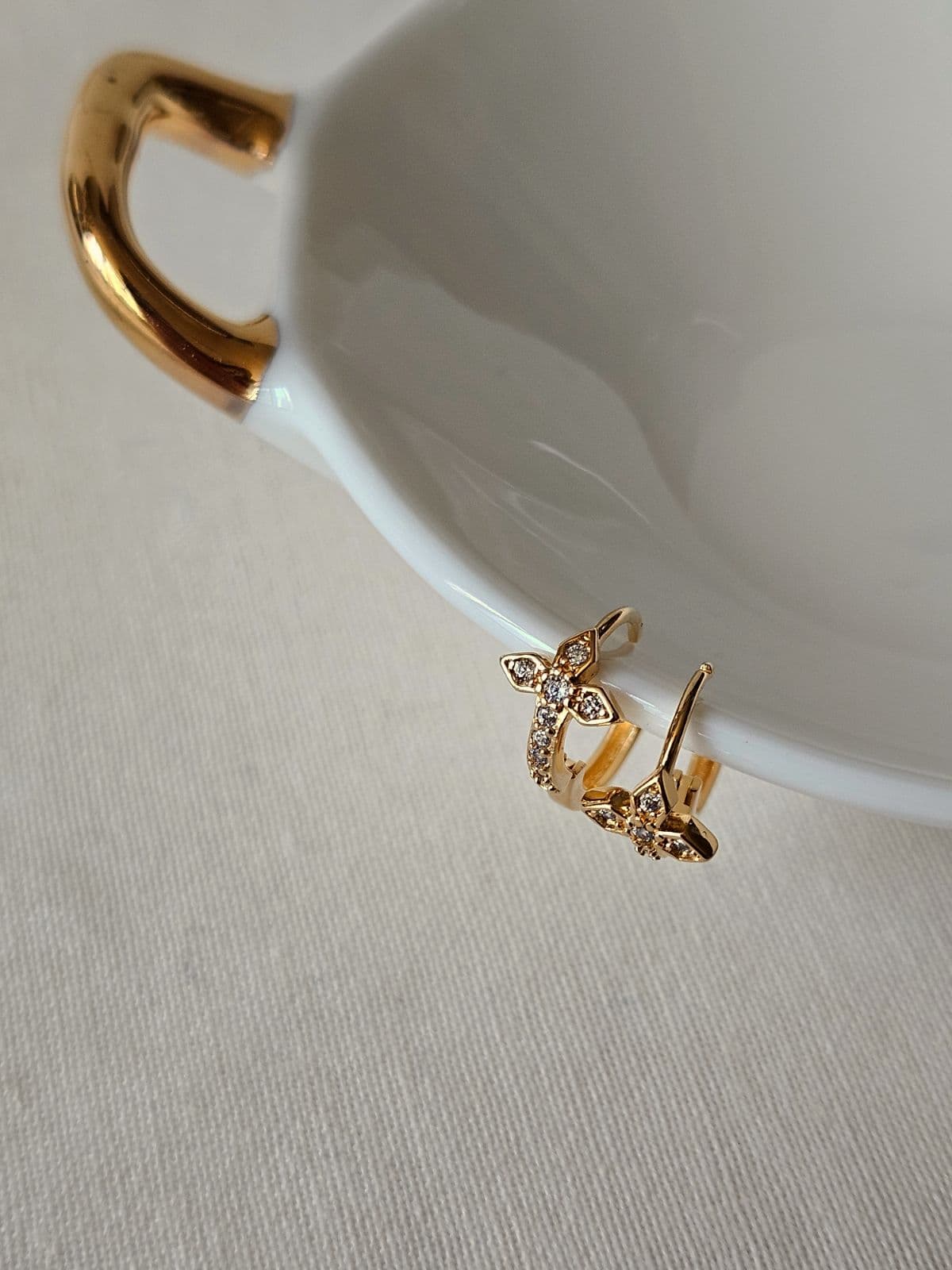 E Silver 925 Cubic Cross One-Touch Earrings - 이미지 5