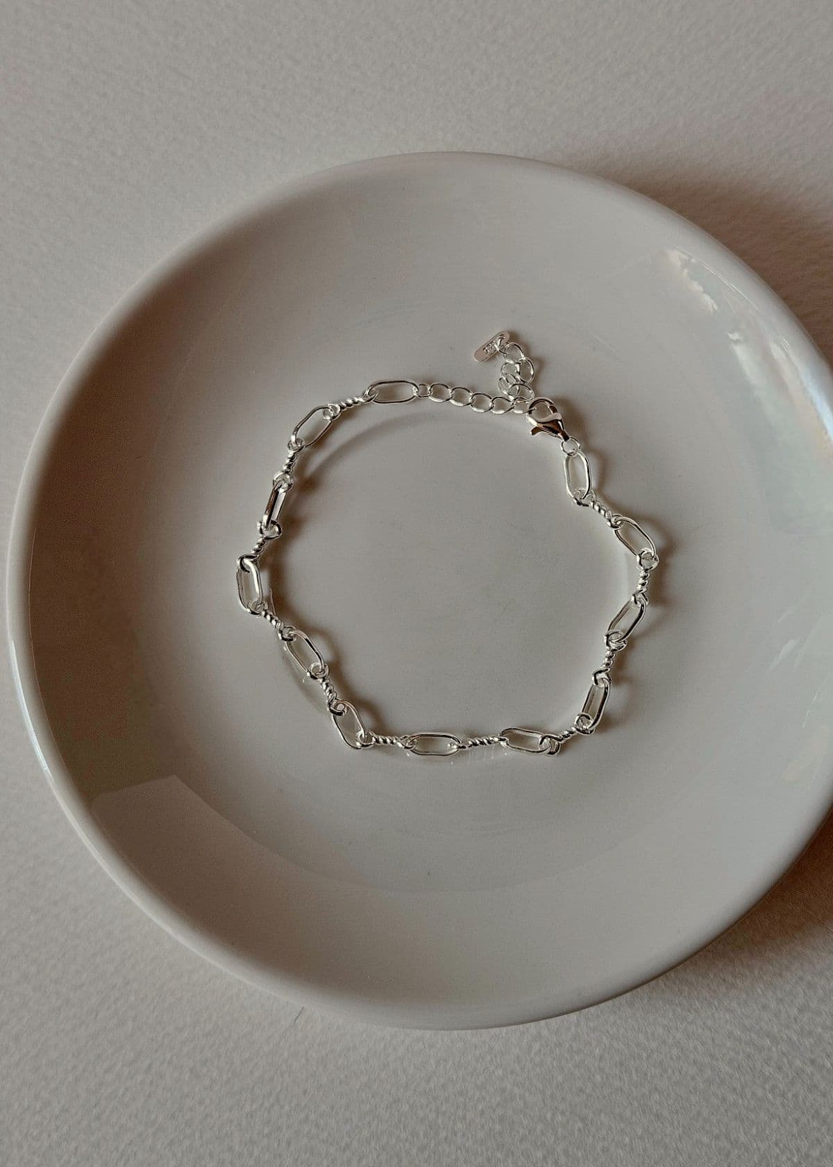 B Silver 925 Oval Handmade Twisted Bracelet - 이미지 3