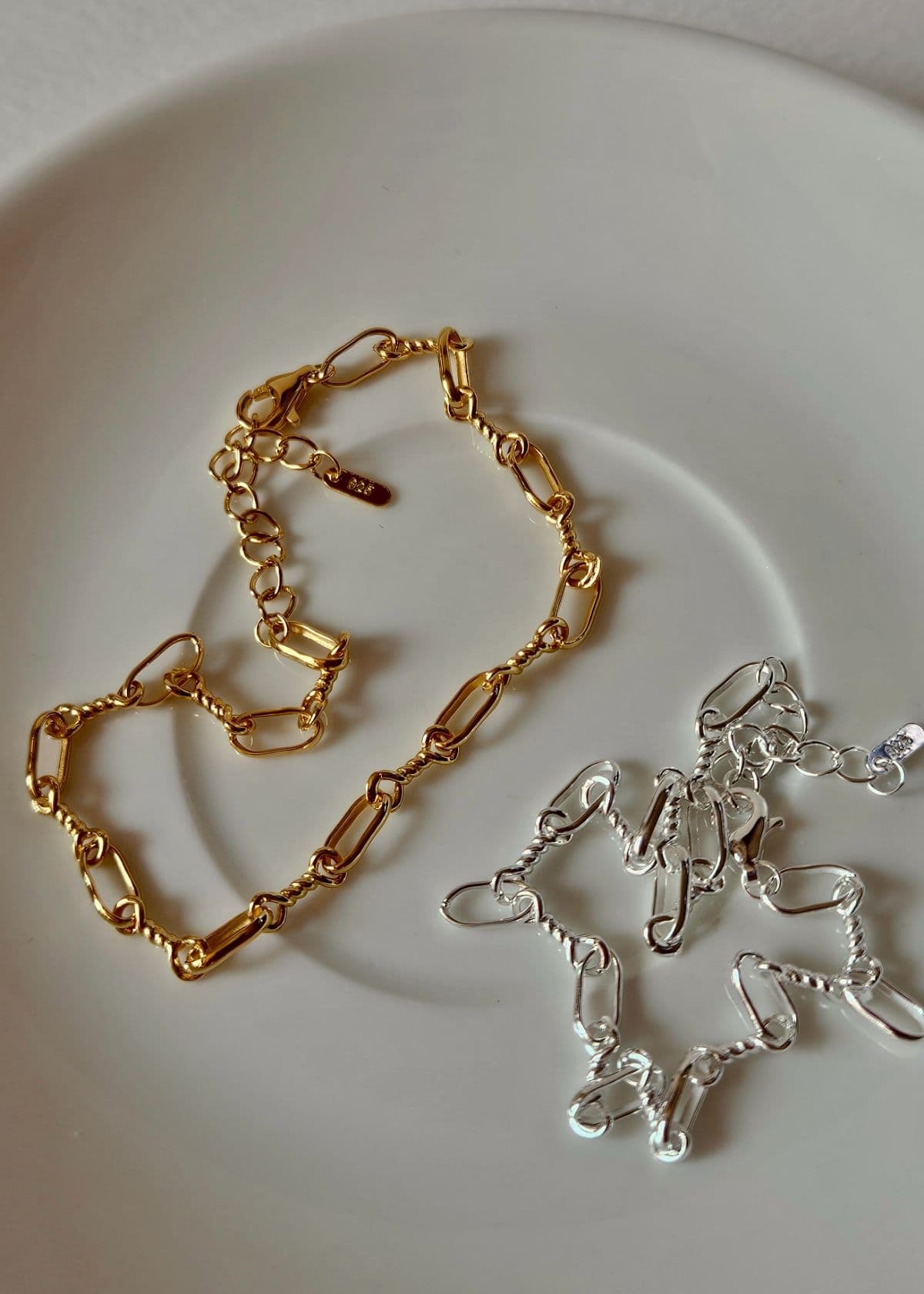 B Silver 925 Oval Handmade Twisted Bracelet - 이미지 1