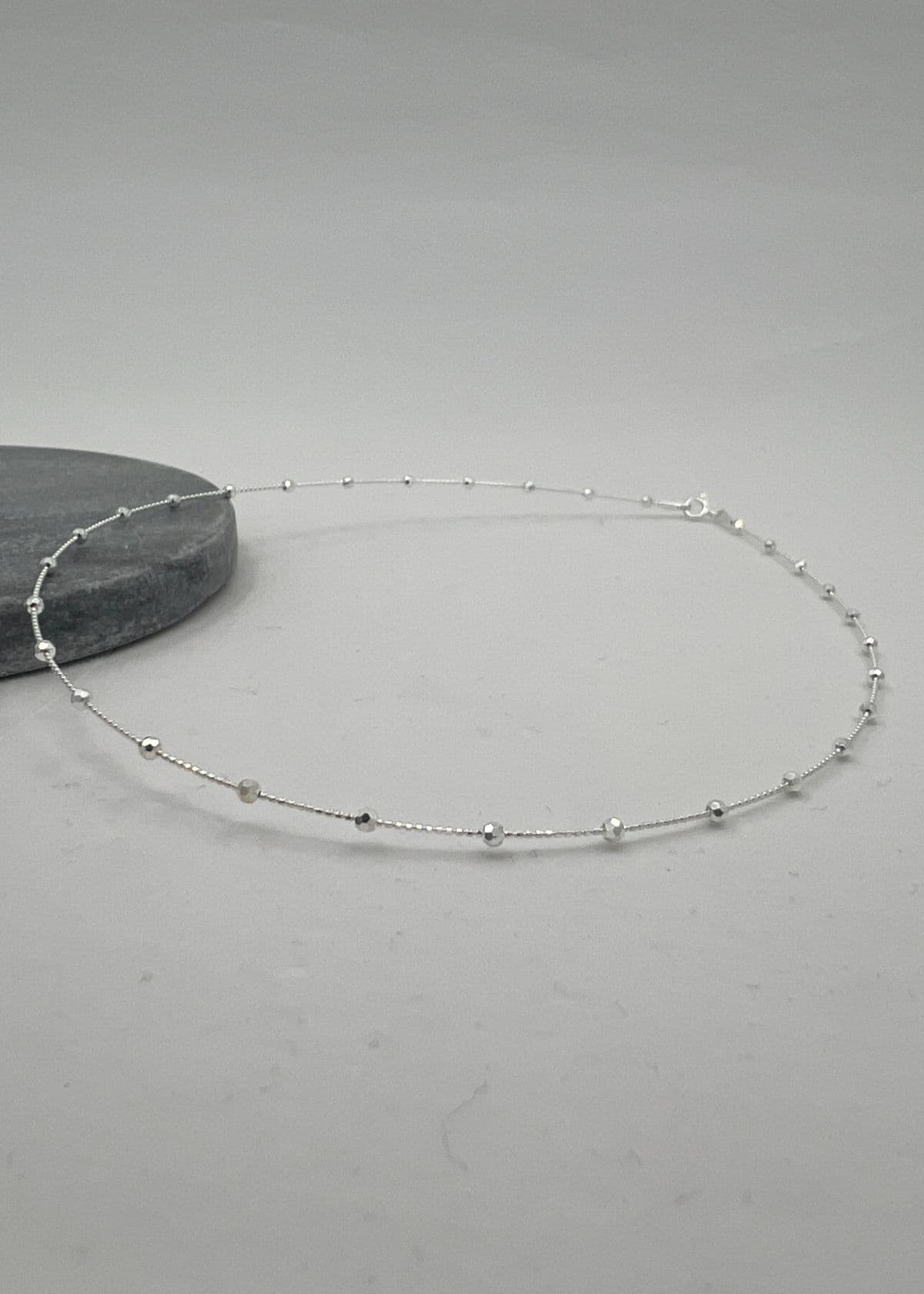 N Silver 925 Italian Chain Angular Ball Round Chain Necklace - 이미지 5