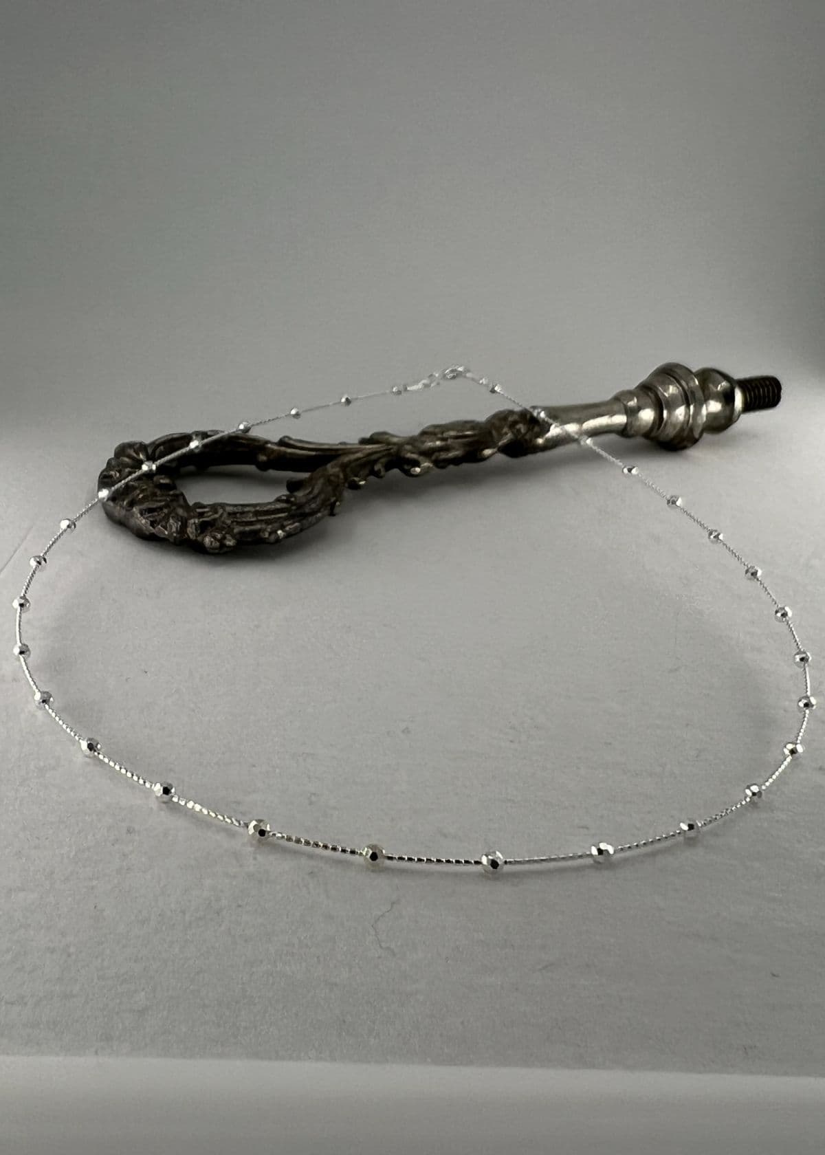 N Silver 925 Italian Chain Angular Ball Round Chain Necklace - 이미지 2