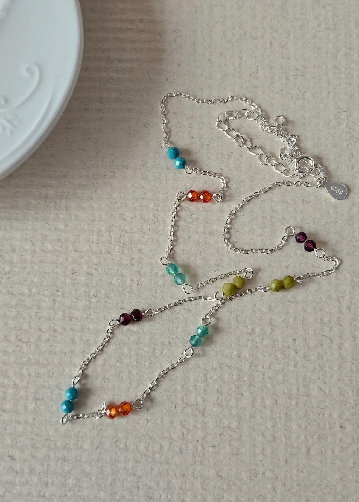 N Silver 925 Gemstone Multi Necklace - 이미지 1