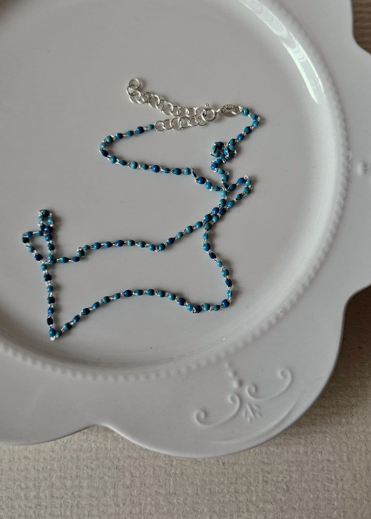 N Silver 925 Blue Epoxy Chain Necklace - 이미지 1