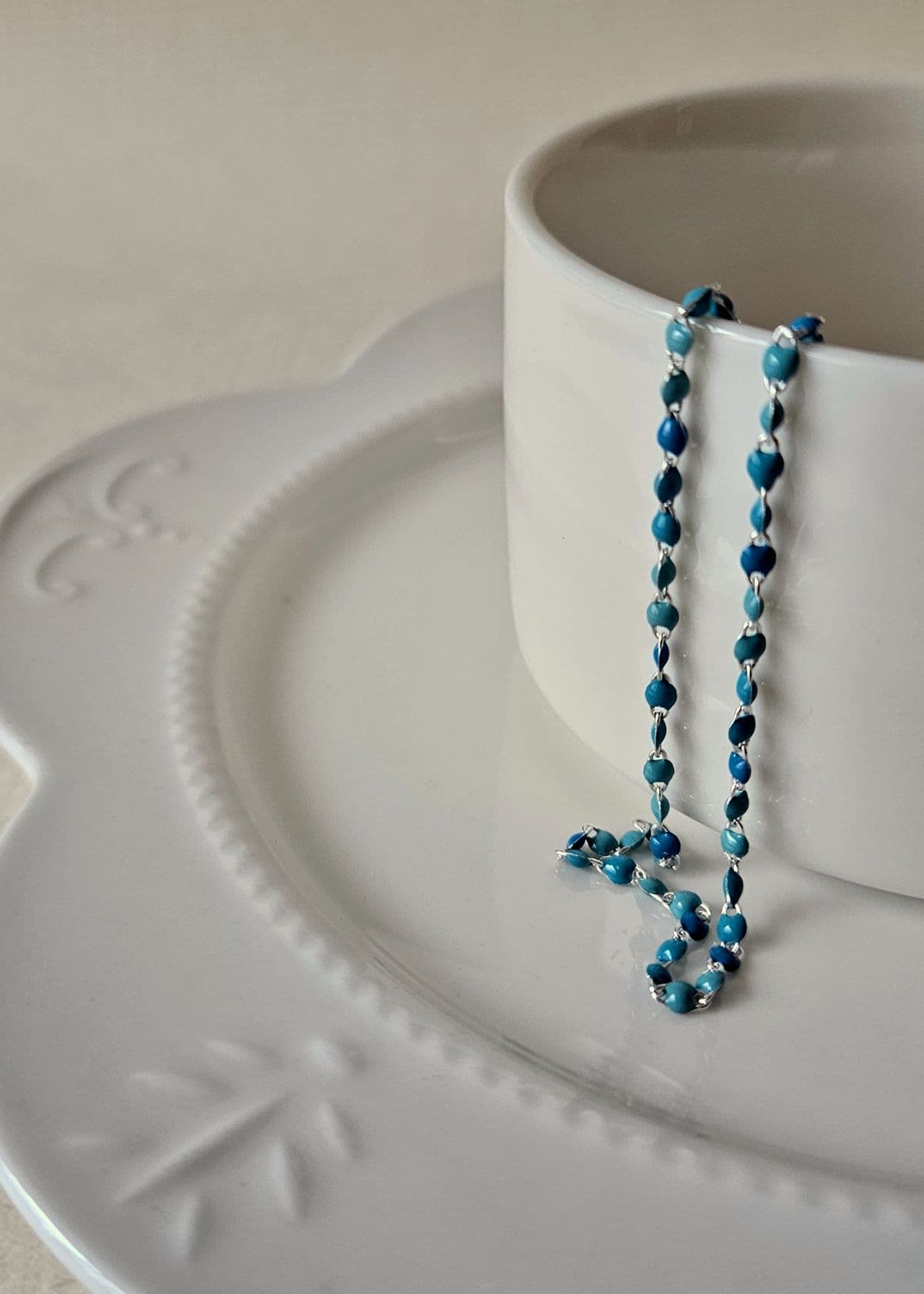 N Silver 925 Blue Epoxy Chain Necklace - 이미지 3