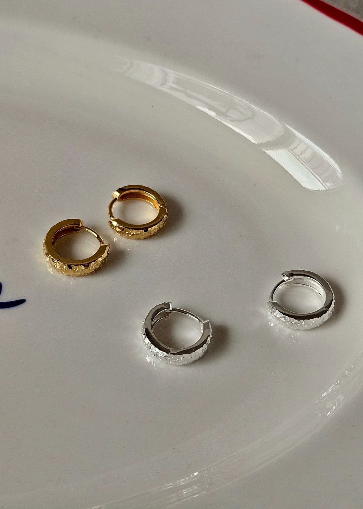 E Silver 925 Diamond Cut One-Touch Earrings - 이미지 3