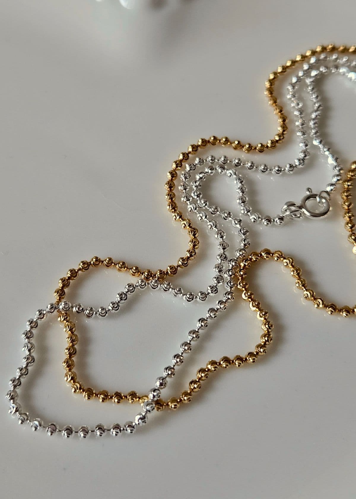 N Silver 925 3mm Cut Ball Italian Chain - 이미지 2