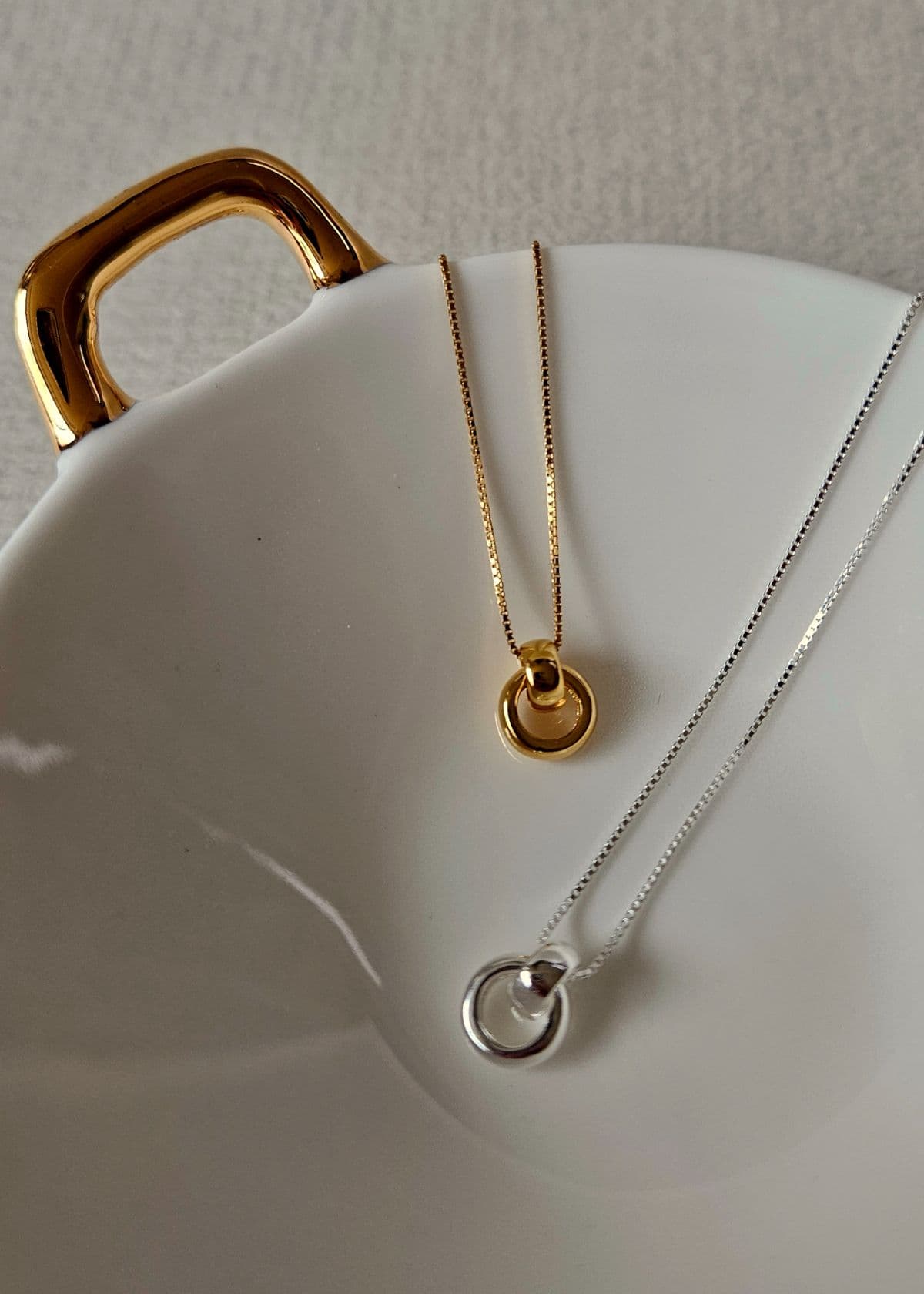 N Silver 925 Bold Circle Ring Pendant Necklace - 이미지 2
