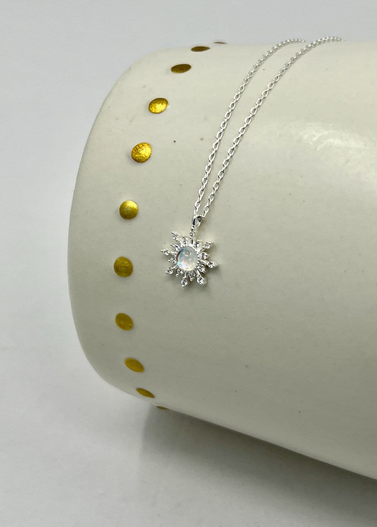 N Silver 925 Snowflake Cubic White Opal Necklace - 이미지 3