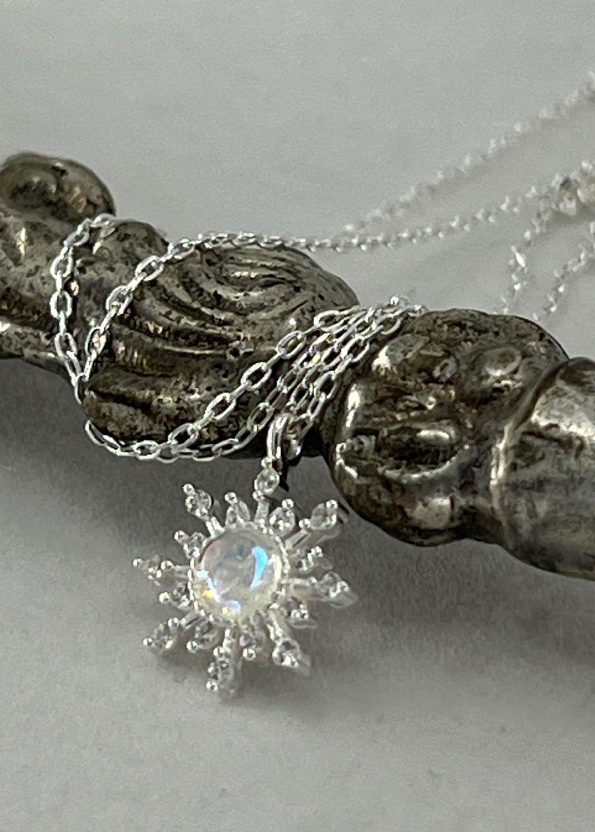 N Silver 925 Snowflake Cubic White Opal Necklace - 이미지 4