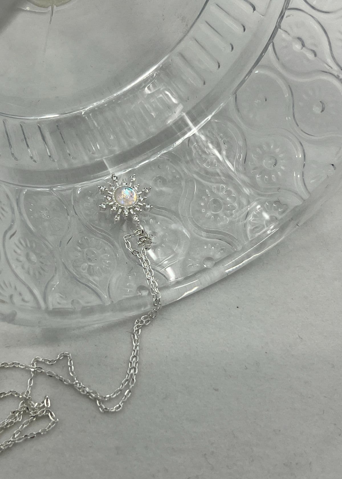N Silver 925 Snowflake Cubic White Opal Necklace - 이미지 5