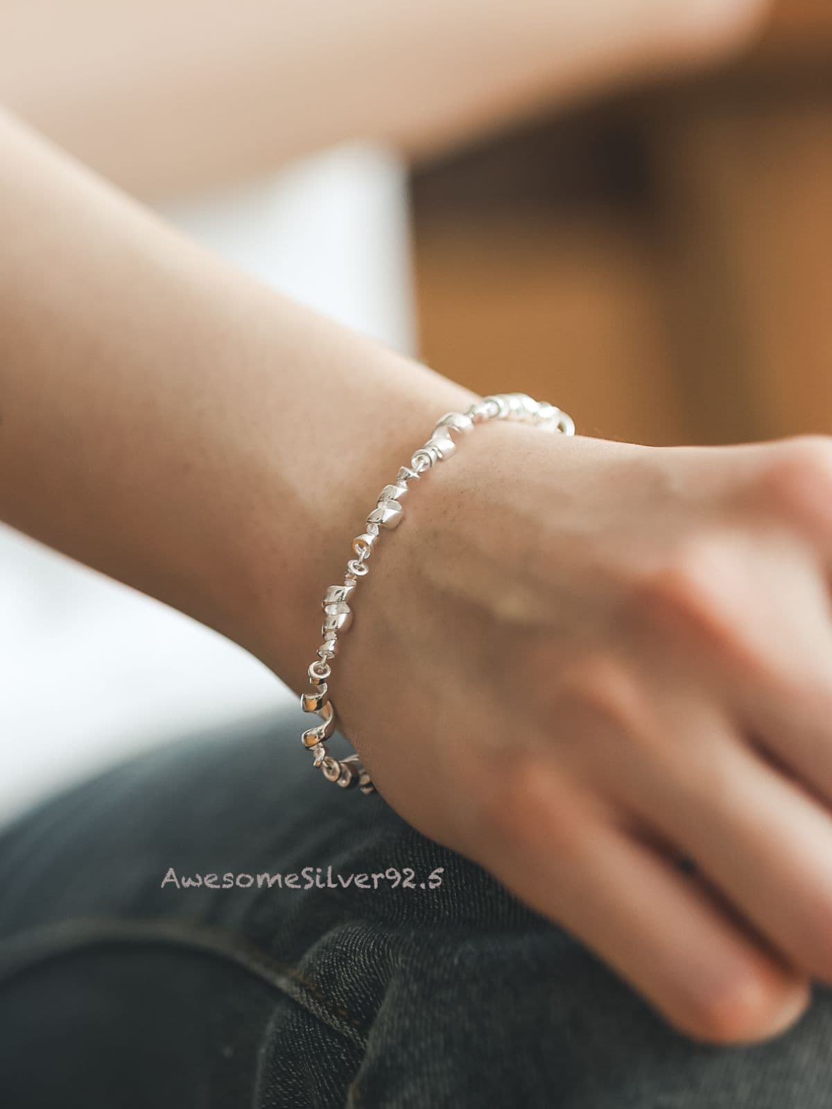 B Silver 925 Twisted Unique Chain - 이미지 1