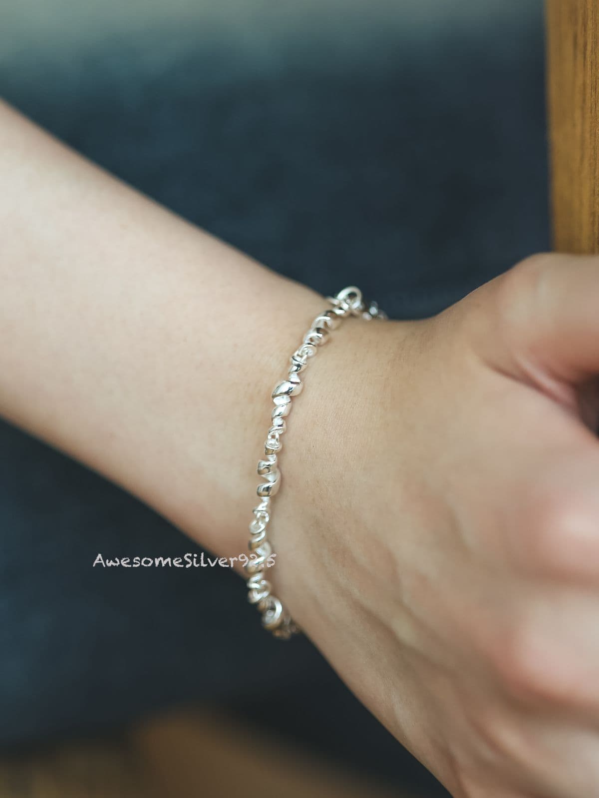 B Silver 925 Twisted Unique Chain - 이미지 3