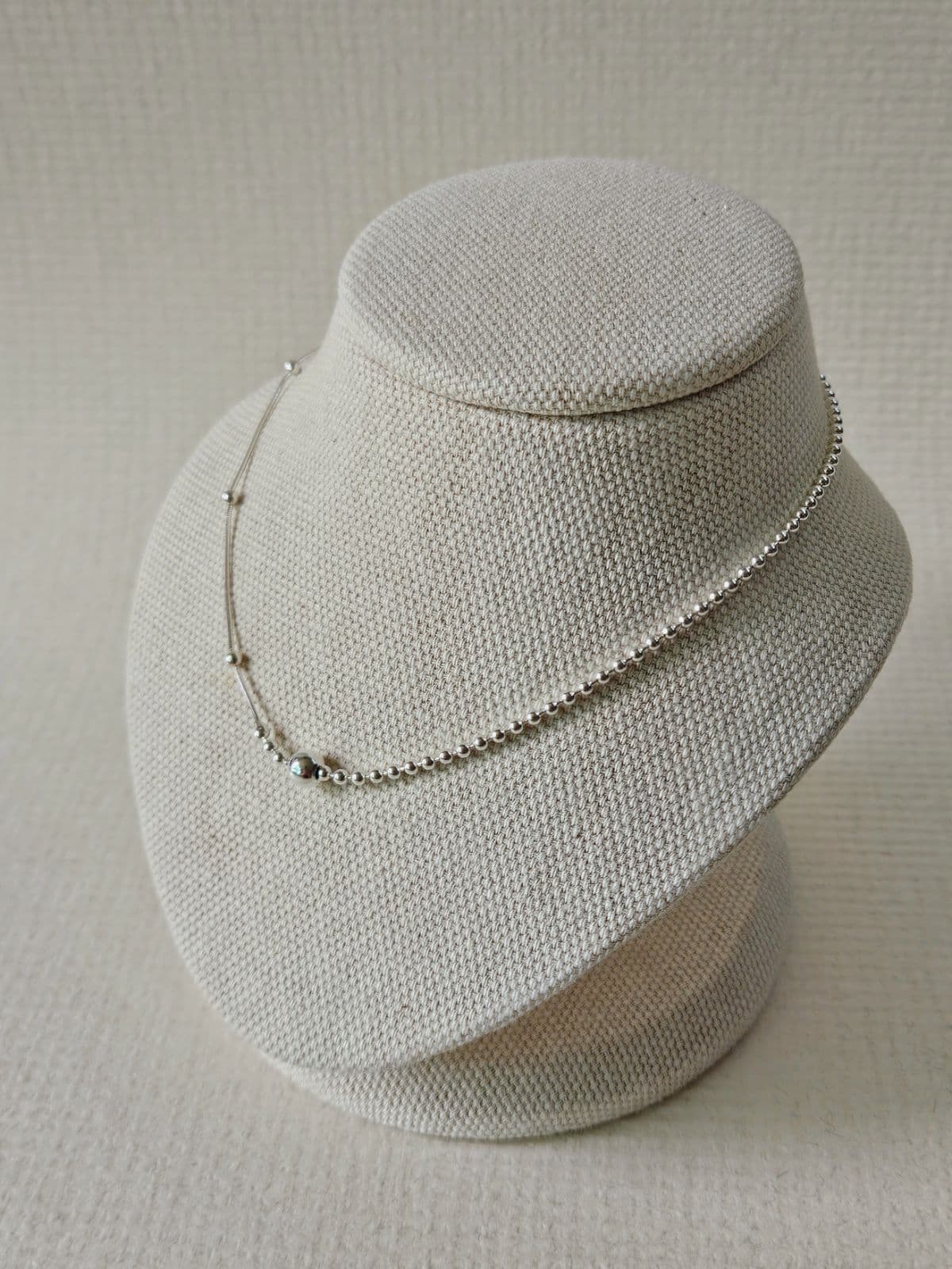 N Silver 925 Ball Ball Ball Snake Chain Half-and-Half Ball Pendant Chain - 이미지 4