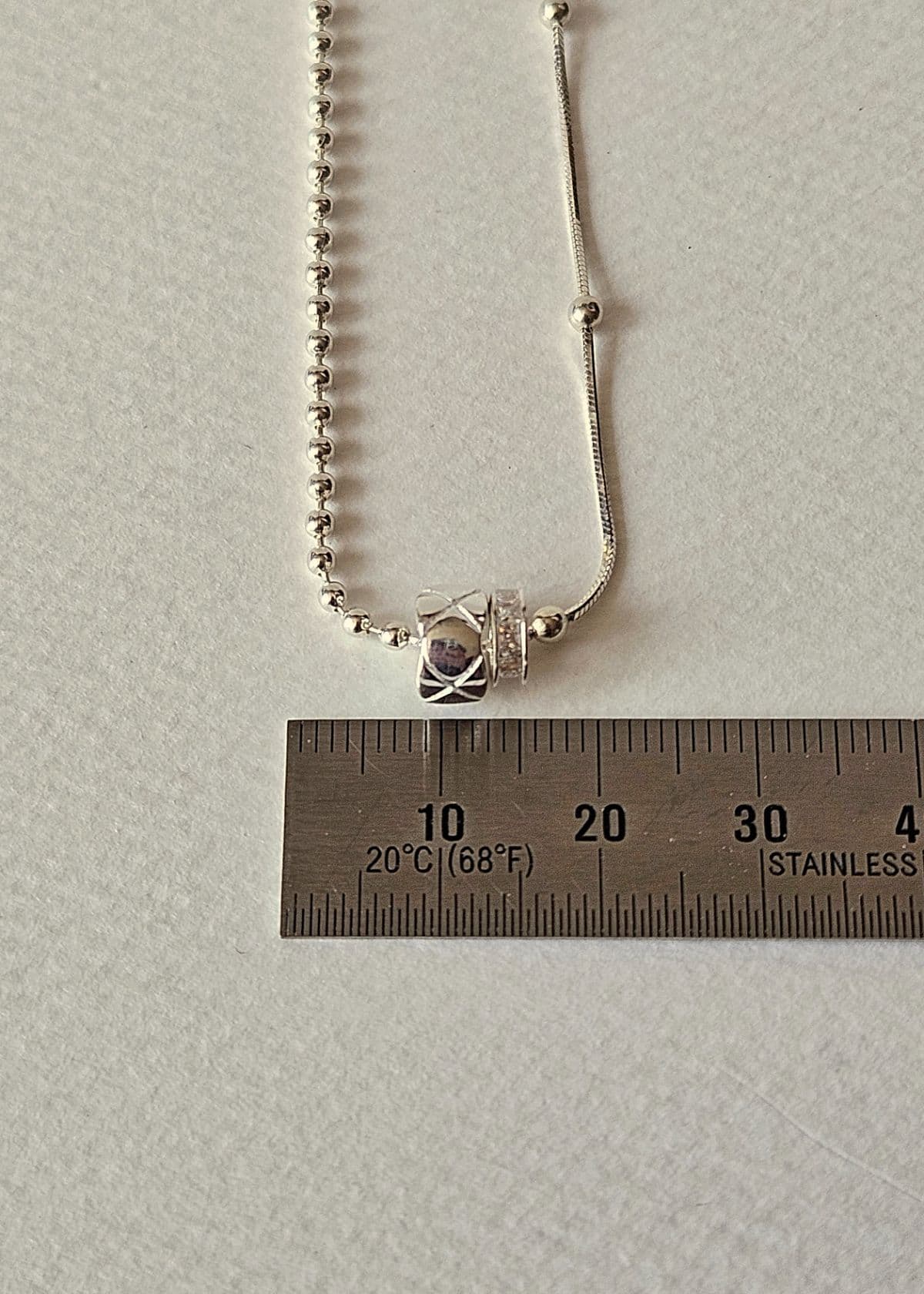 N Silver 925 Cubic Round Quilted Pendant Snake Chain Ball Ball Ball Silver Two-Tone Chain Necklace - 이미지 4