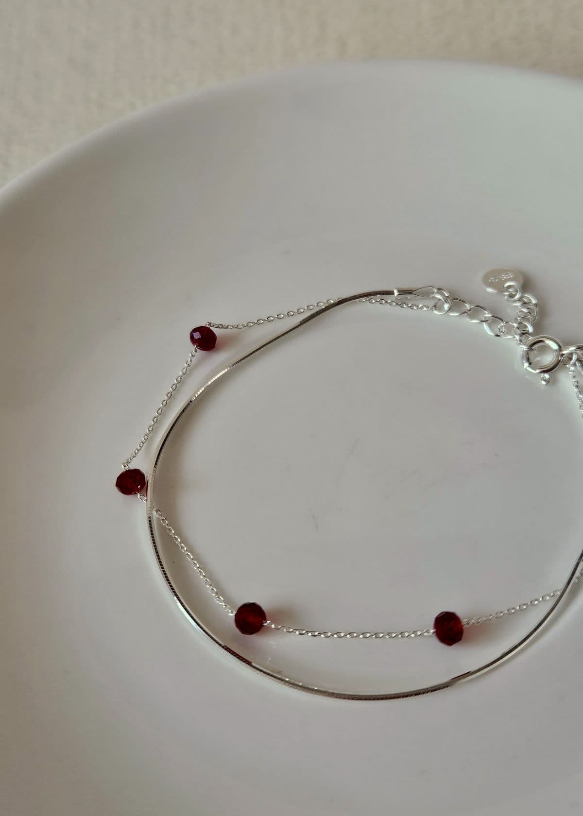 B Silver 925 Jade Turquoise Pearl Chain Bracelet - 이미지 4