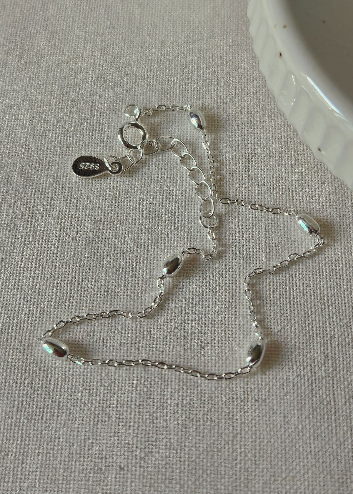 B Silver 925 Sausage Oval Chain Bracelet - 이미지 2