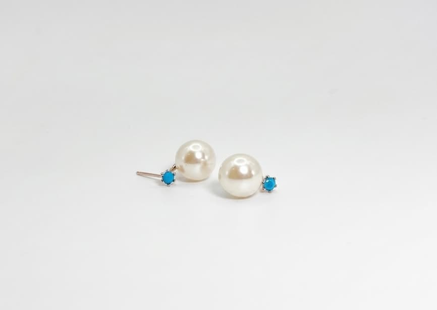 Silver 925 - Blue Point Pearl Drop Silver Earrings - 이미지 2
