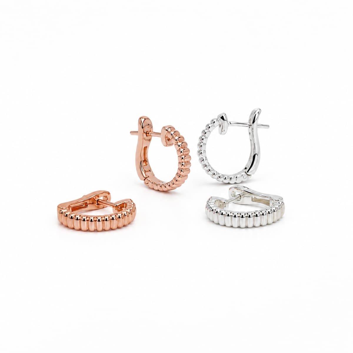 Silver 925 Stripe Two-way Silver Earrings/Silver Ring - 이미지 1